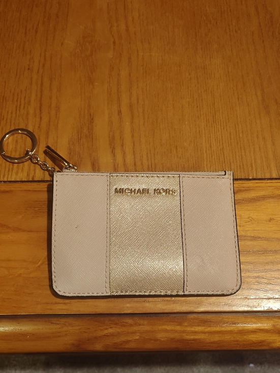 Michael Kors Accessories - Michael Kors Pink and Gold Stripe Card Holder Keyring